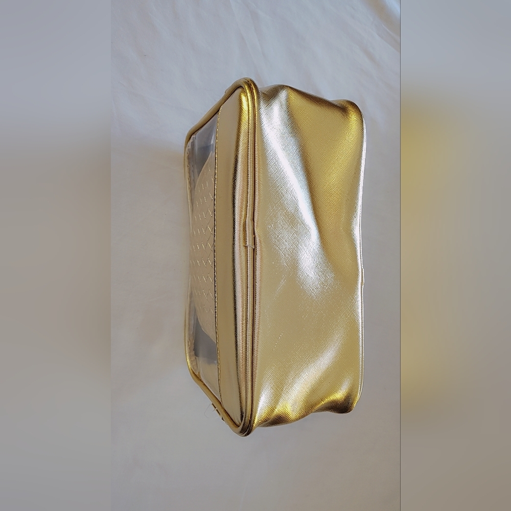 ✨ NWT 3-Piece Travel Cosmetic Bag Set – Gold, Black & Clear ✨ - Picture 7 of 8